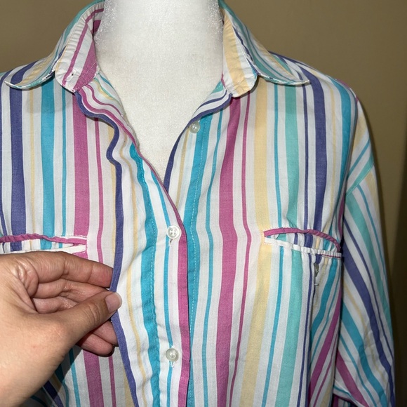 Diane Von Furstenberg Vintage Striped Button Up Quarter Sleeve 80’s Shirt Size M - Picture 3 of 10